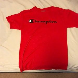 men’s small red champion logo t shirt